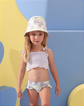 Biquíni Infantil Xadrez com Top Lastex da Petit Cherie