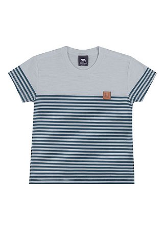 Camiseta Infantil Masculina Azul Listrada da Biogás