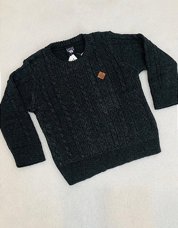 Blusa Infantil Masculina Fechada Gola Redonda Tricô Trança