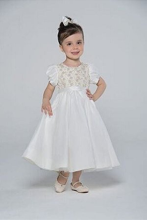 Vestido Infantil de Festa  Off White Longo Petit Cherie