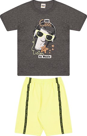 Conjunto Infantil Masculino Bermuda Fresquinho Neon