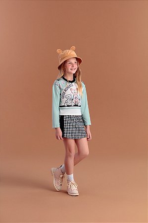 Conjunto Infantil Feminino Pied Poule no Verde Petit Cherie