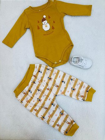 Conjunto de Bebê Masculino Boneco de Neve Nini Bambini