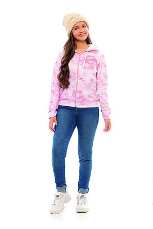 Casaco Juvenil Feminino Aberto Capuz Tie Dye