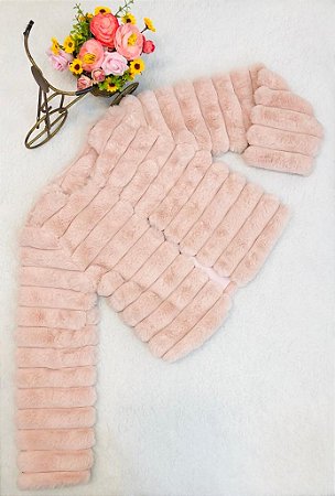 Casaco Infantil de Pele Rose em Gomos da Petit Cherie