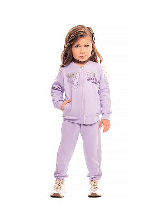 Conjunto Infantil Feminino Moletom Aberta com Zíper