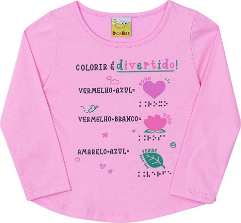 Blusa Infantil Feminina Divertida Educativa Manga Longa