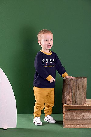 Conjunto Infantil de Frio Masculino Fechado Azul Educativo
