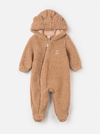 Macacão de Bebê Longo Feminino em Pele e Orelhinha da Animê