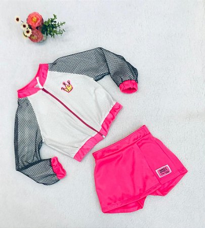 Conjunto Infantil Feminino de Frio com Saia Jaqueta Bomber