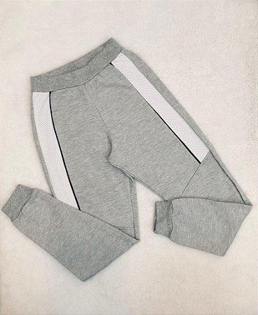 Calça de Moletom Juvenil Jogger Cinza com Punho