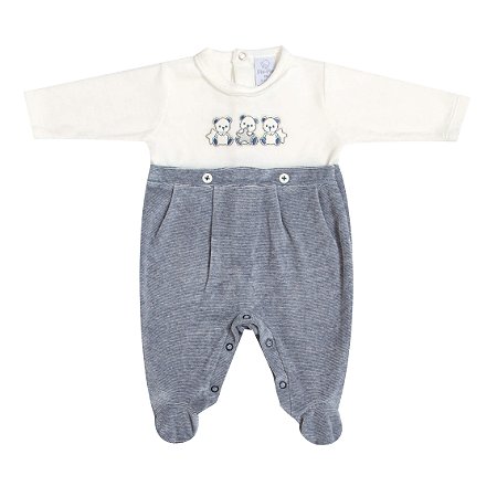 Macacão de Bebê Masculino em Plush 3 Ursos Piu Piu