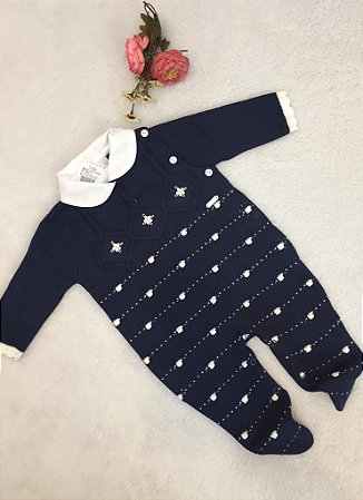 Macacão de Recém Nascido Feminino Azul Marinho Da Noruega