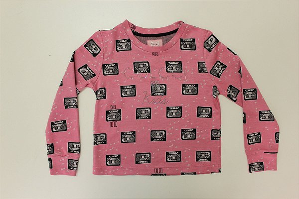 Blusa Infantil Manga Longa Estampa Retrô da Colcci