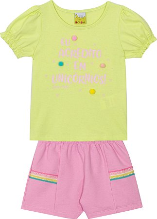 Conjunto Infantil Feminino de Verão com Shorts Nini Bambini