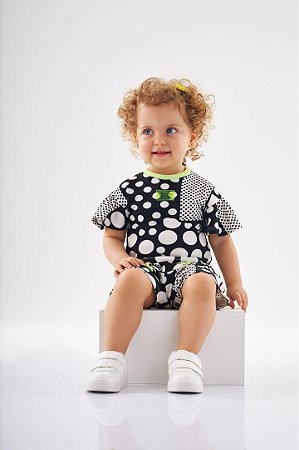 Conjunto de Bebê Feminino de Verão Preto com Bolas Up Baby - Tipinhos Moda  Infantil e Juvenil