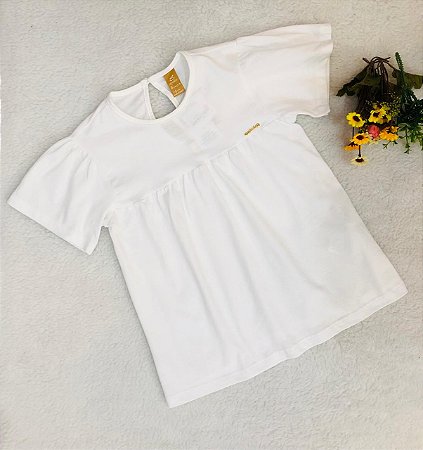 Blusa Infantil Feminina Branca Modelo Bata Up Baby