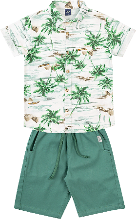 Conjunto Infantil Masculino de Verão com Camisa de Malha