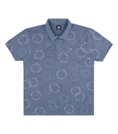 Camiseta Infantil Masculina Gola Polo Cinza Azulado
