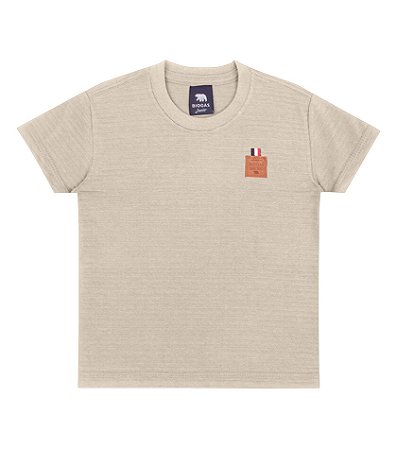 Camiseta Infantil Masculina Gola Careca Bege Arrumada