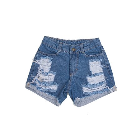 Shorts Infantil Feminino Jeans Destroid da Have Fun