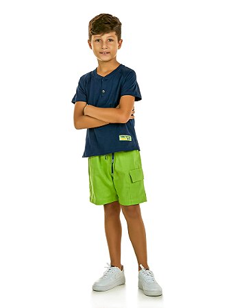 Conjunto Infantil Masculino com Bermuda Linho da Digi
