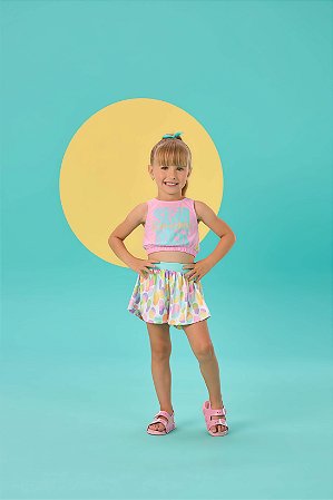 Conjunto Feminino Infantil de Cropped da Mon Sucré