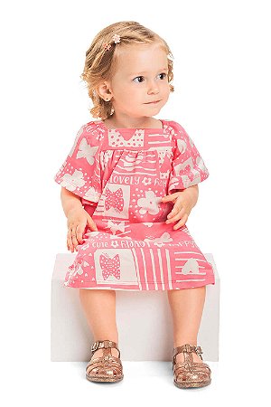 Vestido Casual de Bebê Pink Estampado da Quimby