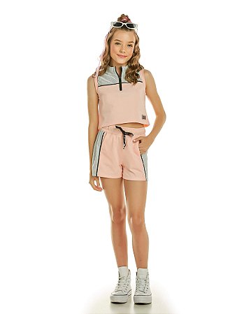 Conjunto Juvenil com Shorts Blusa Cropped da Pinkx - Tipinhos Moda