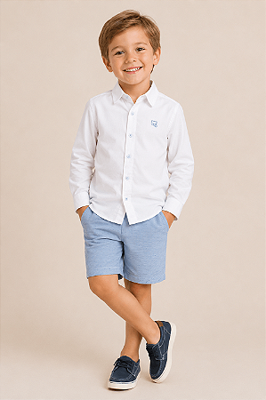 Conjunto Infantil Masculino com Camisa Social com Bermuda