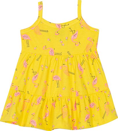 Vestido de Bebê Feminino de Verão Estampa de Flamingo