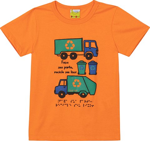 Camiseta Infantil Manga Caminhão de Lixo Educativa