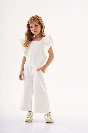 Macacão Infantil de Verão Branco 100% Algodão Up Baby