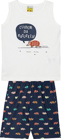 Conjunto Infantil Masculino Bermuda Tactel com Regata