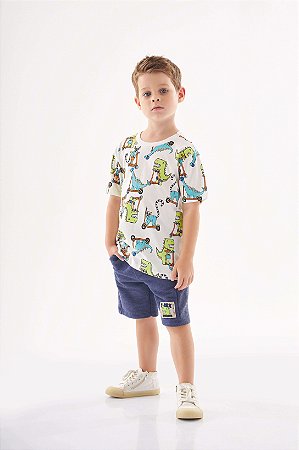 Conjunto Infantil Masculino com Bermuda Dinissauro da Up Baby
