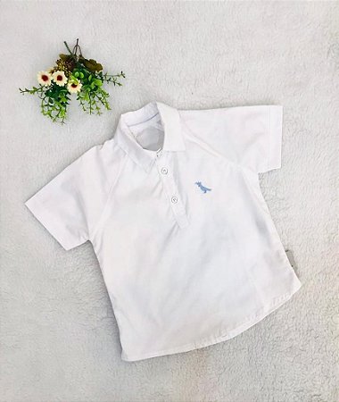 Camisa Infantil Masculina Mangas Curtas Branca Quadriculada