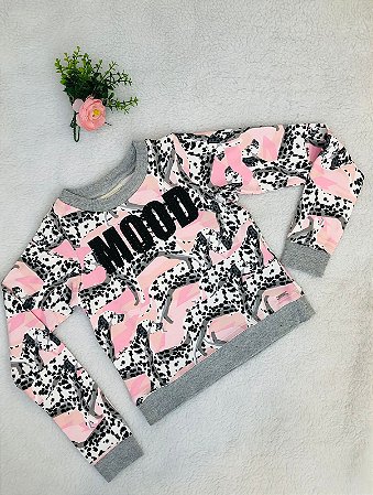 Blusa Infantil Moletom Fechado Animal Print da Animê