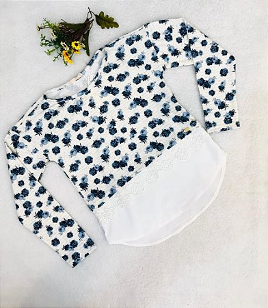 Blusa Infantil Feminina de Seda Manga Longa Petit Cherie