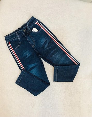 Calça Infantil Feminina Jeans Listra Lateral Have Fun
