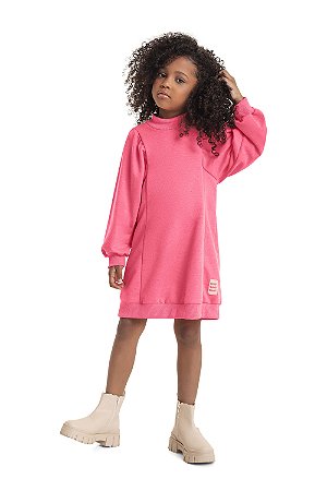 Vestido Infantil Casual Pink de moletom da Quimby