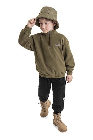 Blusa Infantil Fechada em Micro Soft Verde da Quimby