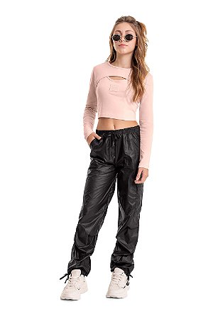 Blusa Juvenil Manga Longa Modelo Rosa da Gloss
