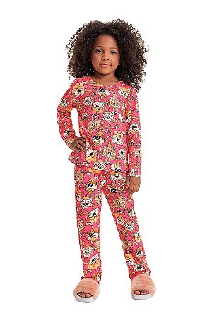 Pijama Infantil Feminino Longo Malha de Algodão Quimby