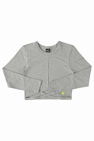 Blusa Juvenil Manga Longa Modelo Cinza da Gloss