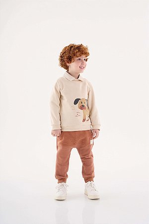 Conjunto Infantil de Frio de Menino Bege Fechado Up Baby