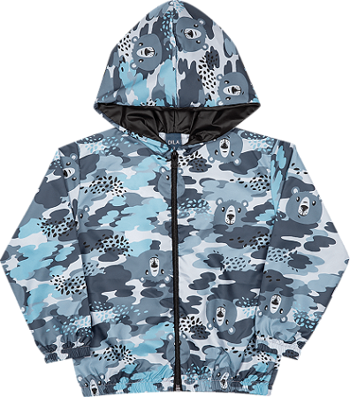 Corta Vento Infantil Masculino Zíper Capuz Estampada