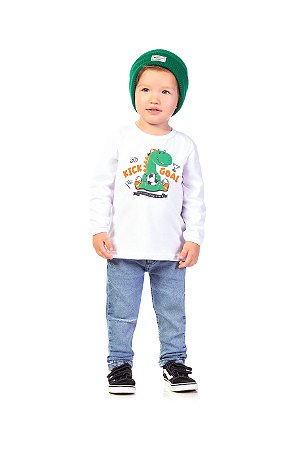 Camiseta Infantil Masculina 100% Algodão Manga Longa
