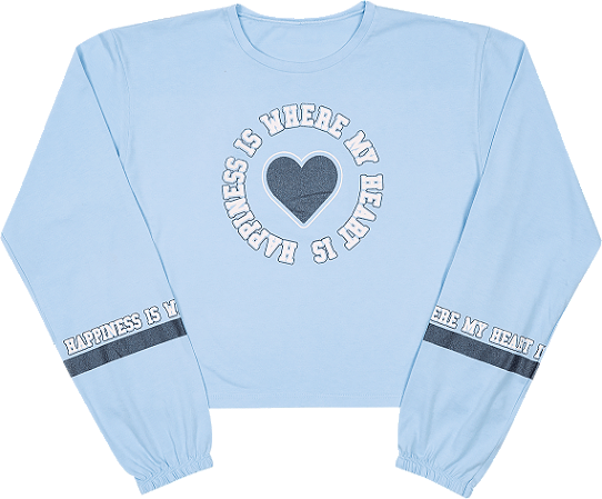 Blusa Juvenil Feminina de Manga Longa Azul