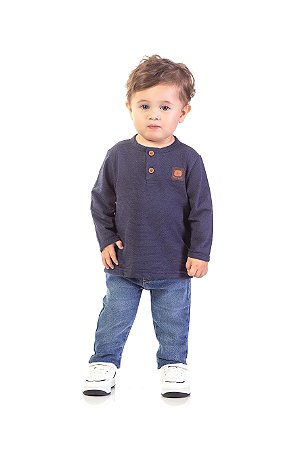 Camiseta de Bebê Masculina Arrumadinha Manga Longa