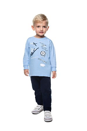 Camiseta Infantil Masculina Azul Claro Claro da Have Fun